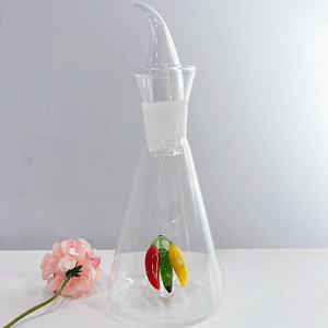 Distributore di olio di vetro ad alto contenuto di borosilicato contenitore conico per condimento da cucina per aceto/olio di peperoncino a prova di perdite - Product Image 1