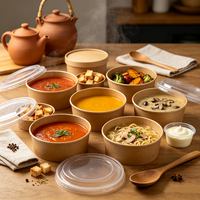 Vente en gros de contenants alimentaires en papier kraft blanc avec logo personnalisé, gobelets à soupe jetables, bols à salade, revêtement simple ou double en PE, qualité alimentaire, anti-fuite