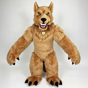 Costume De Déguisement En Fausse Fourrure Avec Queue De Chat Et Masque De Loup - Masque De Chat En Peluche - Gants Moelleux à Pattes - Pour Halloween