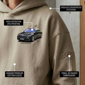 Felpa con Cappuccio Personalizzata OEM in Cotone Pesante 450GSM, Stile Vintage di Lusso per Streetwear Urbano - Product Image 2