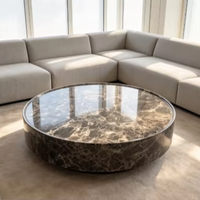 Table basse en marbre naturel gris foncé, durable, style moderne minimaliste, pour salon, meubles de maison, table à thé pour villa, hôtel