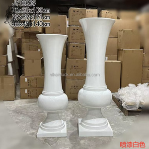 Vaso per <span class=keywords><strong>Fiori</strong></span> da Matrimonio Bianco a Forma di Tromba in Fibra di Vetro, Vendita Diretta dalla Fabbrica NIKA - Product Image 3
