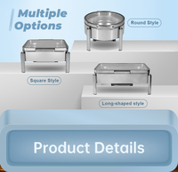 Plat à chafing rond en acier inoxydable avec couvercle en verre, ensemble chauffe-plats empilable pour buffet, idéal pour mariages, fêtes, restaurants et services de traiteur