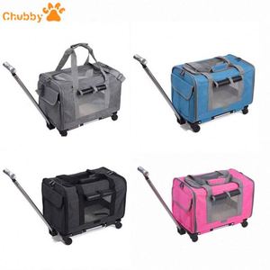 Sac de transport pour animaux de compagnie pliable et respirant, grande capacité, avec roues amovibles, idéal pour les voyages - Product Image 3