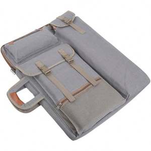 Sac à bandoulière multifonctionnel en nylon avec fermeture éclair, idéal pour le dessin, l'esquisse et la peinture (gris) - Échantillon gratuit - Product Image 6