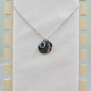 Customised Engraved Name Round Charm Stainless Steel Necklaces Initial <strong>Jewellery</strong> Personalized Name <strong>Birthstone</strong> Round Necklace - Product Image 5