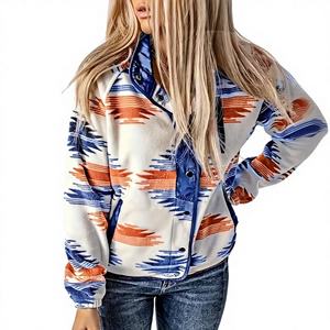 <span class=keywords><strong>Abrigo</strong></span> largo de invierno para mujer, nuevo, al por mayor, estilo étnico europeo-americano, cárdigan estampado, a la moda, versátil, con contraste de colores, grueso. - Product Image 5