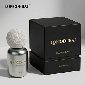Botella de Perfume de Vidrio Plateado Mate Redonda, Personalizada y Única, de 50 ml, Vacía, con Caja de Empaque y Tapa de Roca Volcánica - Product Image 4