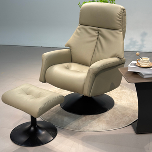 Silla Moderna de Lujo con Respaldo Alto Ajustable, Tapizada en Cuero, Patas Metálicas, para Sala de Estar, Apartamentos, Modelo 9392 - Product Image 4