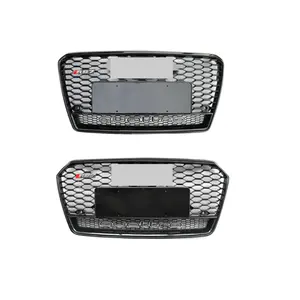 Favo De Mel Frente Car Bumper Grille Para Audi Auto Peças Preto A7 S7 2009-2015 2016-2018 Atualização RS7 Corrida Grill com Quattro Audi