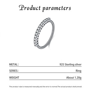 Anillo de serpiente abierto ajustable de plata de ley S925 con circonita de dos colores, anillo minimalista apilable para mujer, regalo de joyería diaria - Product Image 5