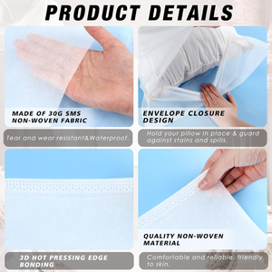 Fundas de Almohada Desechables de Tela No Tejida, Gruesas, Transpirables y Aislantes de la Suciedad, para Salones de Belleza, Viajes, Hoteles y Hostales - Product Image 3