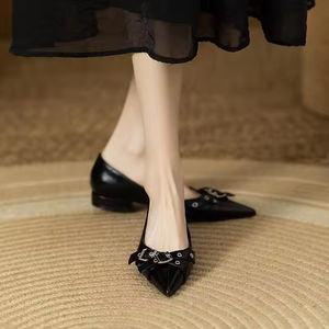 Zapatos de Mujer Antideslizantes con Cordones, de Tacón Bajo y Alto, con Punta Puntiaguda, Estilo Sexy para Banquete, Zapatos de Moda - Product Image 4