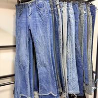 Celana Jeans Wanita Model Flare Bekas Berkualitas Tinggi Gaya Retro Chic, Celana Denim Bell Bottom Vintage, Pakaian Bekas Campuran Bal Pabrik