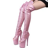 Sandales personnalisées à plateforme au-dessus du genou, à talon aiguille fin, avec protection, talons de soirée, semelles antidérapantes haute adhérence 20 cm pour pole dance