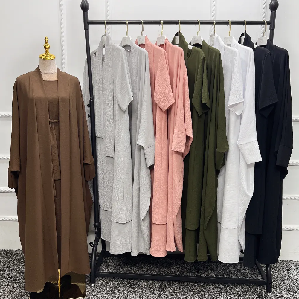 2023 Islamic Modest Abaya Sets Fashion Dubai Plus Size Abaya Women Muslim Dress Turkish Closed Inner Dress with Open Abaya