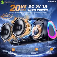 Altavoz para Exteriores NR-3308M de 20W con Luces RGB, Sonido Estéreo, Alta Potencia, Portátil