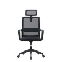 Chaise de bureau ergonomique en maille à dossier haut avec appui-tête réglable, support lombaire, accoudoirs fixes, pivotante et réglable en hauteur pour poste de travail informatique