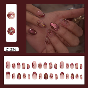 <span class=keywords><strong>Faux</strong></span> <span class=keywords><strong>ongles</strong></span> à presser très demandés, forme amande, ovale, cercueil, avec motif diamant, avec <span class=keywords><strong>colle</strong></span> - Product Image 1