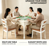 Table de Mahjong élégante blanche 4 en 1 avec coins carrés, table de jeu multifonction durable pour la famille et les fêtes
