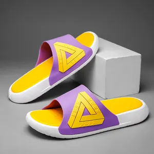 Venda quente cor pura baixo MOQ moda ao ar livre slides de alta qualidade personalizado EVA unisex slides chinelos 2024