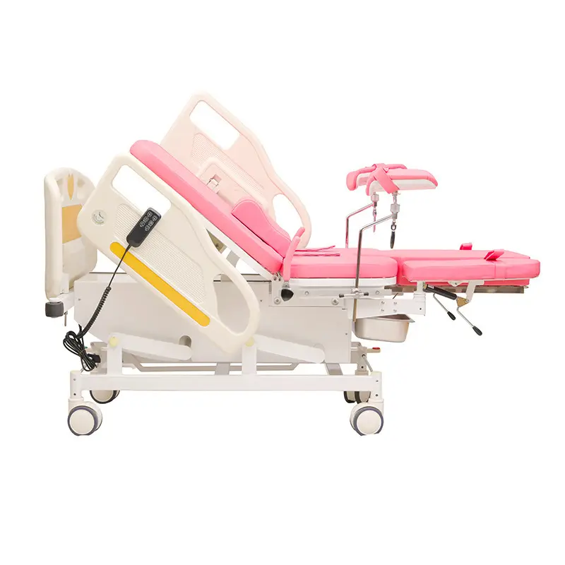 Electric control pink postpartum recovery examination couch obstetric delivery birthing bed