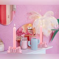 Porte-bougie rose en résine en forme de nœud, support décoratif pour bougie, idéal pour mariage, dîner, fête, décoration de table à la maison