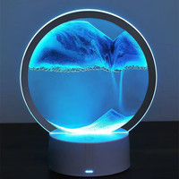 Sablier de sable coulant 3d Lampe de table ronde dynamique en mouvement Peinture de sable à piles Tactile 7 couleurs changeantes Veilleuses