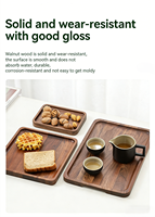 Plateau de service de luxe en bois de noyer noir avec poignées, durable et écologique, grand plateau pour décoration de table basse, assiette de fête