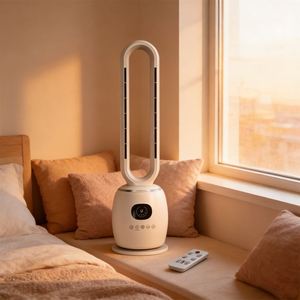 Ventilateur Chauffant Sans Pales à Double Fonction Chaud/Froid avec Moteur AC, 3 Modes de Vent, Écran LED, Veilleuse, en Plastique pour Usage Domestique - Product Image 5