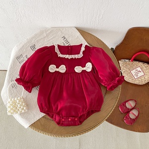 Robe barboteuse princesse pour bébé fille printemps 2026, barboteuse à <span class=keywords><strong>manches</strong></span> <span class=keywords><strong>longues</strong></span> avec nœud pour nouveau-né - Product Image 2