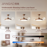 Ventilateur de plafond LED 100W à spectre complet sans scintillement, avec pales rétractables et cachées, lampe à effet pétale pour chambre à coucher, chambre d'enfant et crèche