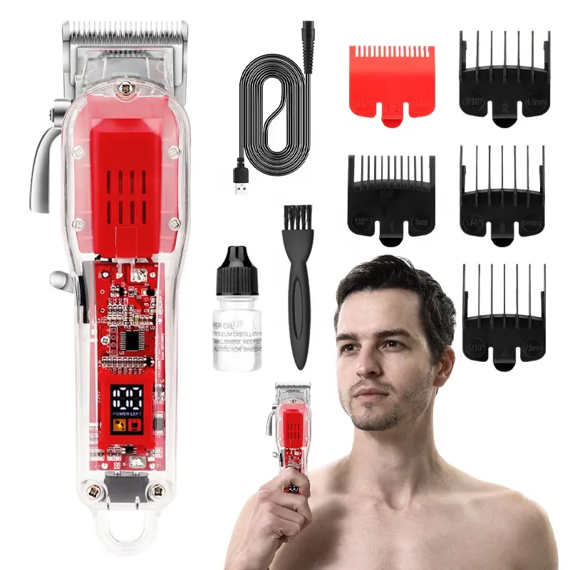 New Electric Cordless Barber Electric Ear Body Chest Nose Hair Trimmer Clippers Waterproof Beard Trimmer With Display