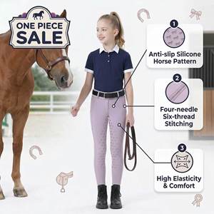 Culottes d'équitation de style western haut de gamme pour filles, taille haute, compression, grip en silicone, tissu durable, vêtements d'équitation, jodhpurs - Product Image 1