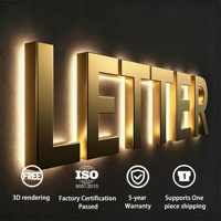 Affichage de Logo d'Entreprise 3D Rétroéclairé Or Miroir Acier Inoxydable Lettres Boîtier Lumineuses LED Enseigne LED Personnalisée pour Usage Commercial Intérieur