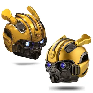 Wireless Speaker Portable wireless Dual Built-in Speaker with Blue Eyes Effect Classic Style Bumblebee Helmet Speaker