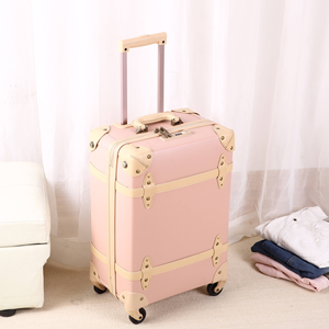 <span class=keywords><strong>Maleta</strong></span> de transporte de cuero PU hecha a mano de lujo de moda <span class=keywords><strong>antigua</strong></span> Retro Vintage, equipaje duro de tablero ligero para viajes familiares de 20 pulgadas - Product Image 3