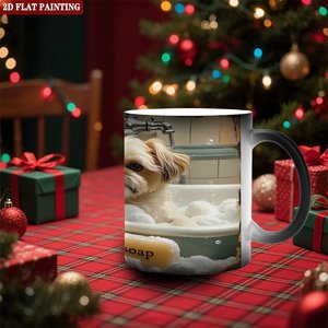 Travel Vacation Portable Beverage Mug Frosted Black 11oz <b>Ceramic</b> Heat Color Changing Magic <b>Cup</b> - Product Image 2