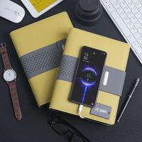 Ensemble cadeau d'entreprise personnalisé avec logo, batterie externe 8000 mAh avec câble intégré, carnet en cuir PU