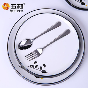 Wuhe Melamine Tableware Set 10pcs Black Panda Design Durable Hotel Use - Product Image 3