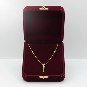 Exquisito Collar Tradicional de Oro de 22K para Mujer con Cuentas Texturizadas de Diamante en Dos Tonos y Cadena Ornamentada de Alto Brillo - Product Image 3