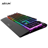 AIKUN GX922 alüminyum kablolu programlanabilir oyun klavyesi RGB arka mekanik anahtarları Ultra ince çerçeve ses kontrolü