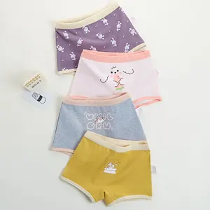 2024 manufacturer 4-Pack girls Comfort Cartoon unicorn print Fit Sport panties Boxer 100% cotton kids Underwear