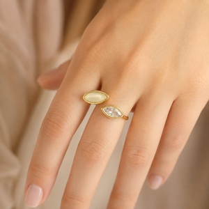 Anello Aperto a Forma di Rombo con Dettagli Scintillanti, Design Creativo, Accessori di Moda per Donne - Product Image 2