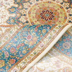 183x274cm Classic Silk Rugs Hand Knotted Blue Oriental Handmade <strong>Carpets</strong>