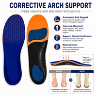 Semelles orthopédiques de soutien de la voûte plantaire en gel PU TPU souples pour le soulagement de la fasciite plantaire, semelles de sport pour hommes et femmes, soulagement des pieds plats, course à pied
