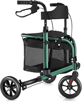 Déambulateur pliable en aluminium avec dossier et sac de rangement, léger, aide à la mobilité pour personnes âgées
