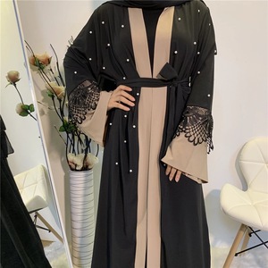 Abito di perle nere cucite con un abito Patchwork a colletto singolo le donne musulmane vestono abiti islamici <span class=keywords><strong>online</strong></span> - Product Image 6