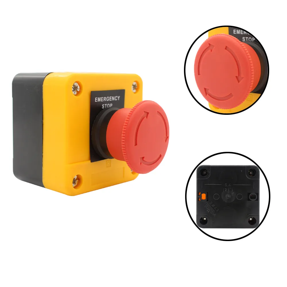 ManHua XBZA53 Waterproof Emergency Stop Switch Control Box Mushroom Head Push Button Switch Turn To release