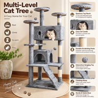 Arbre à chat robuste avec niche, tour à chat multi-niveaux avec grande perchoir et poteaux à gratter pour chats de grande taille